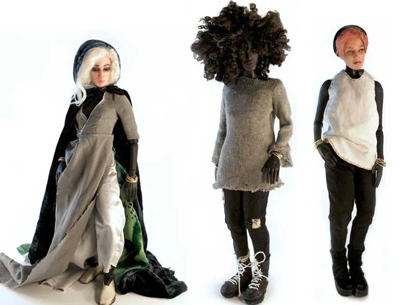 Isabel’s action figures are dramatically swathed in layers of natural fabric.