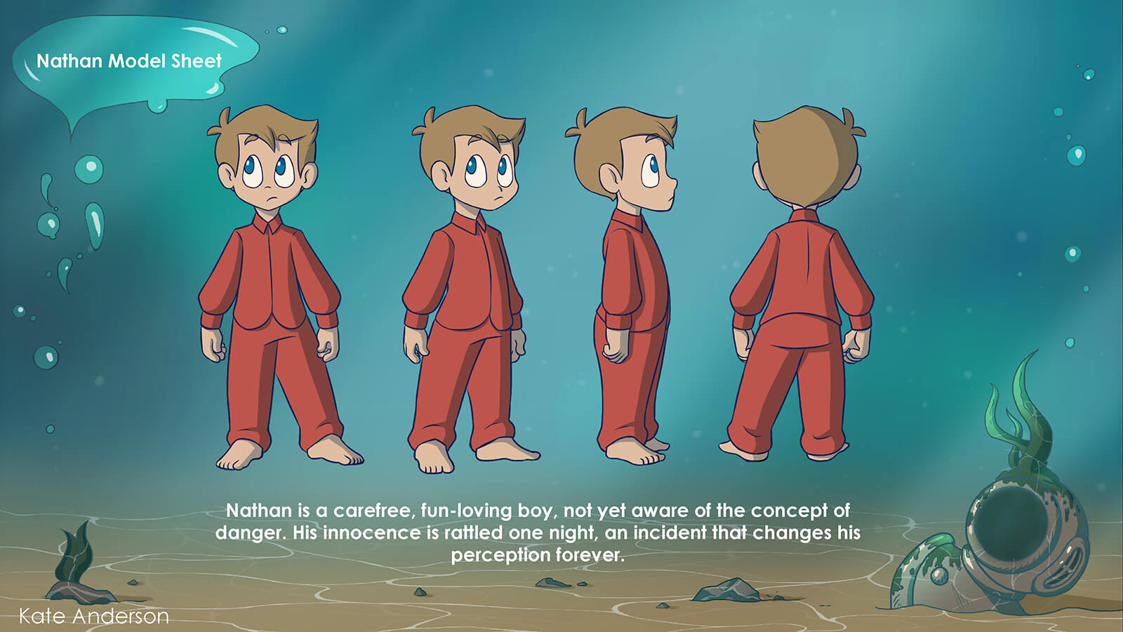 Turnaround and character description for Nathan