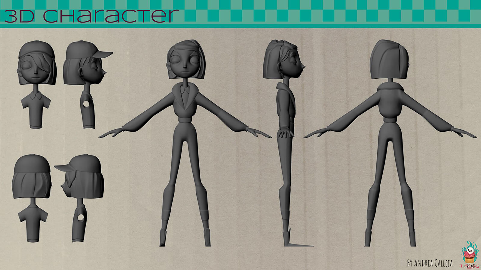 An untextured 3D model of the film's delivery girl protagonist.