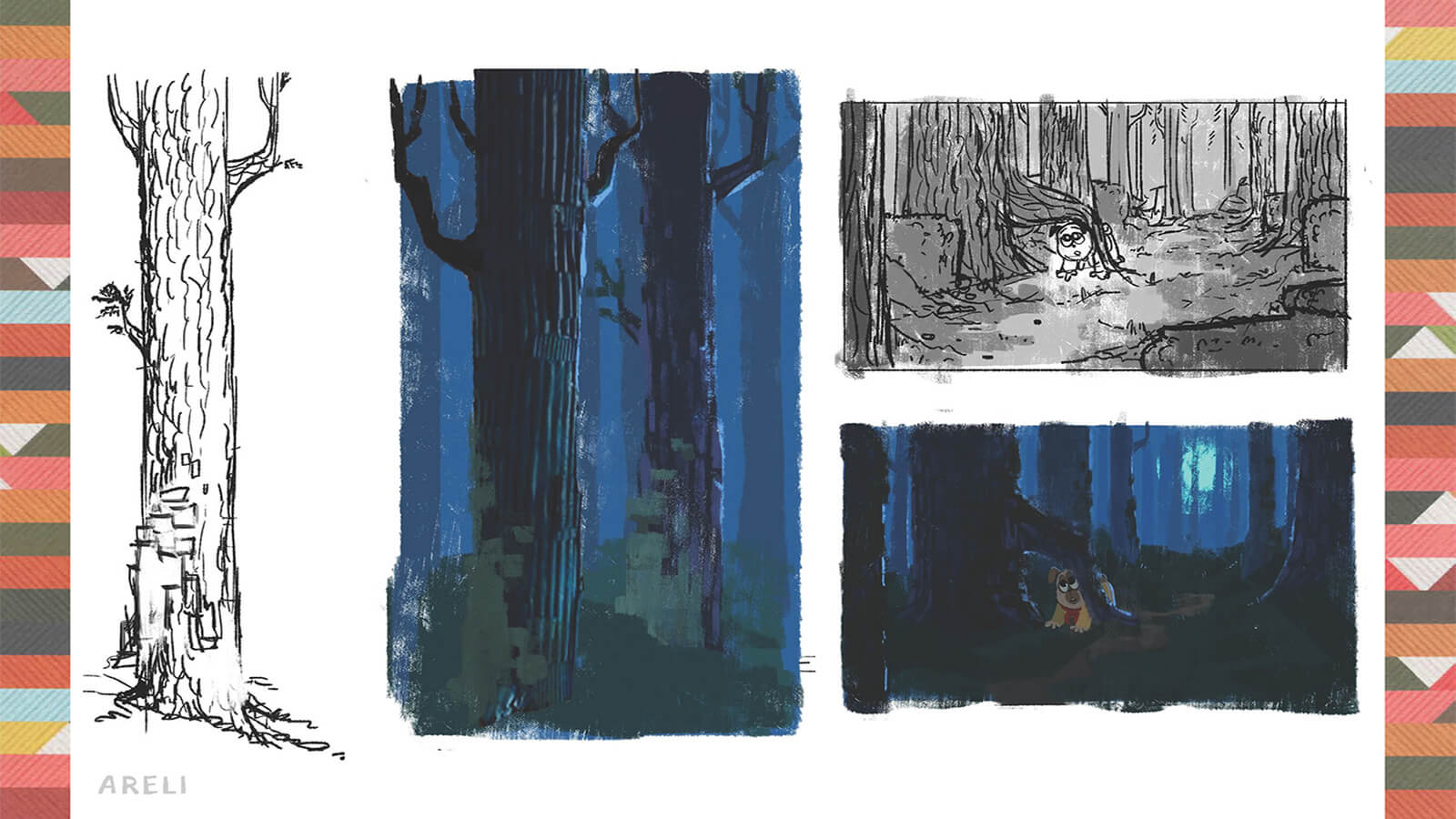 Concept art of the forest and trees in PrePAWsterous