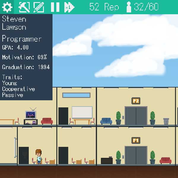 The screen displays information on a student named Steven Lawson studying to become a programmer.