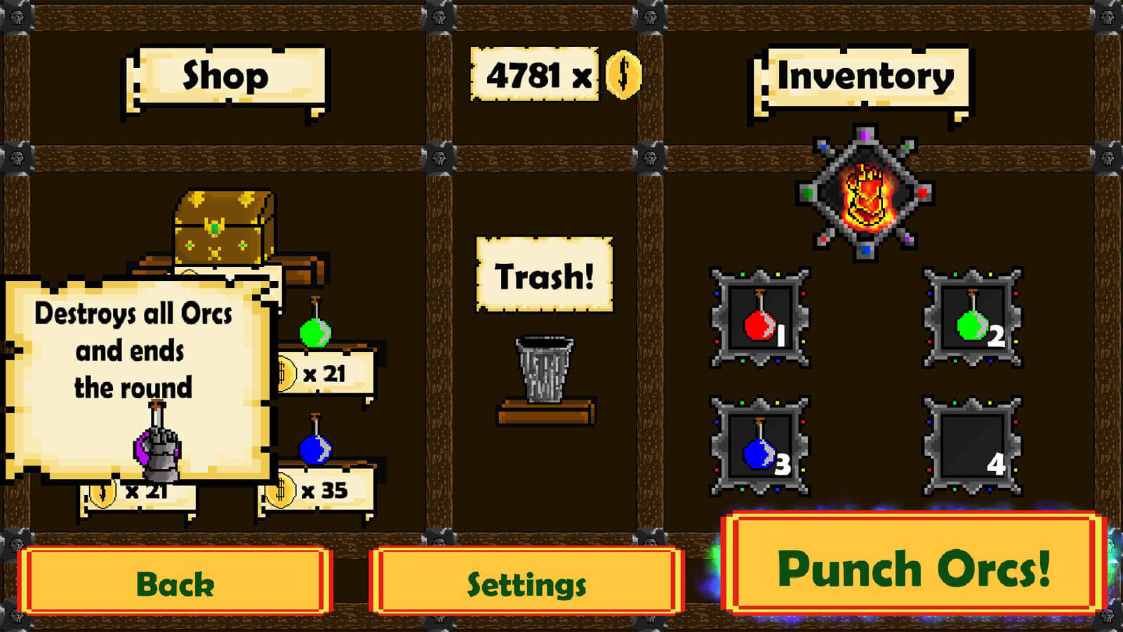 A shop menu where the player can purchase items.