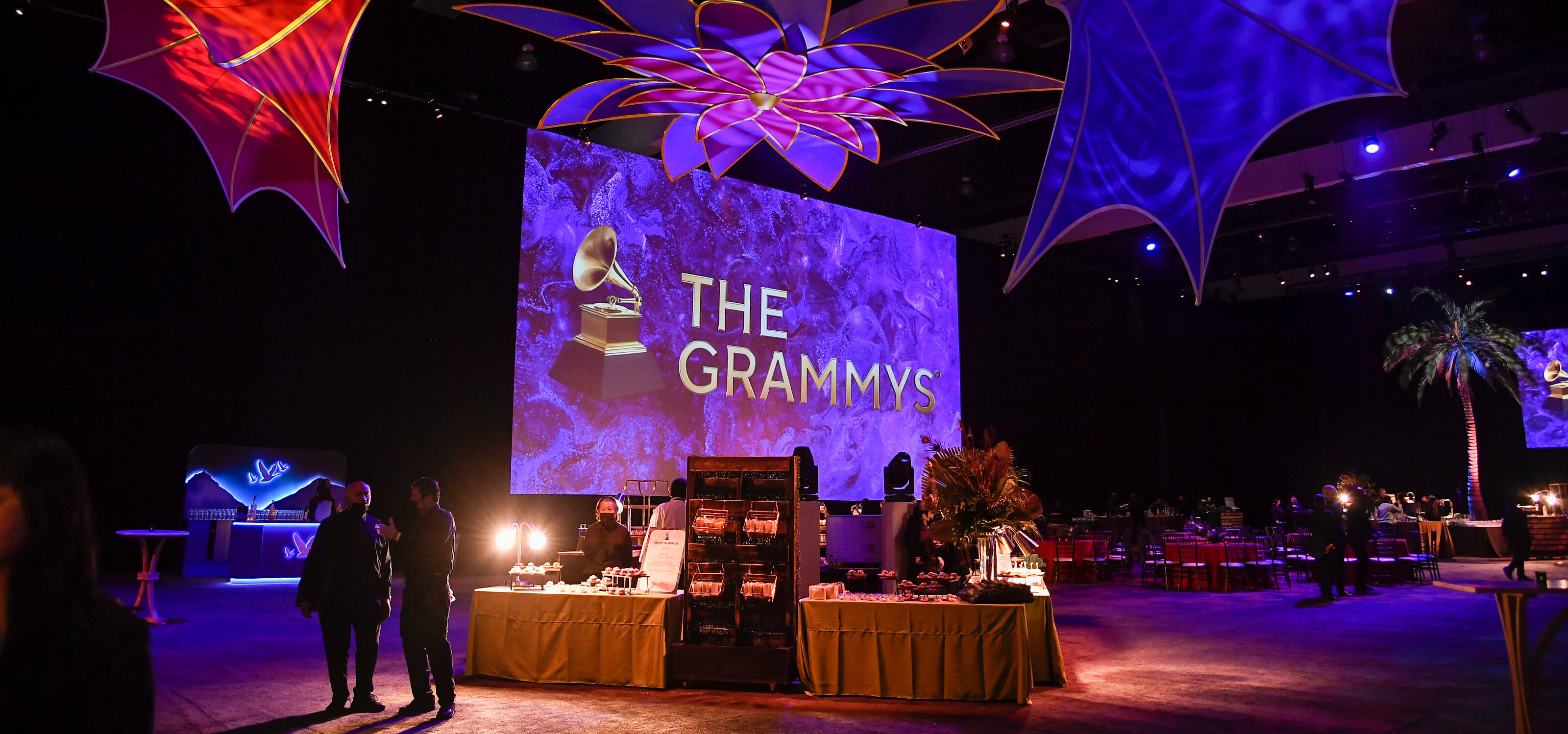 View of a catering table at the GRAMMY awards ceremony party