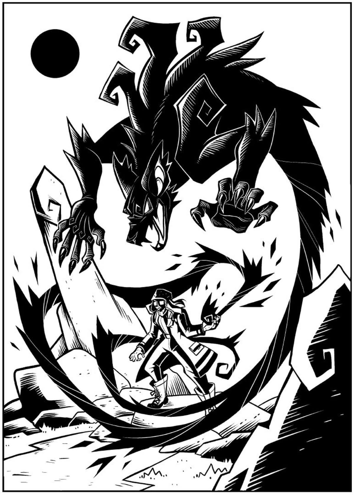A panel from GRL PWR showing the character Cadence summoning a wolf beast.