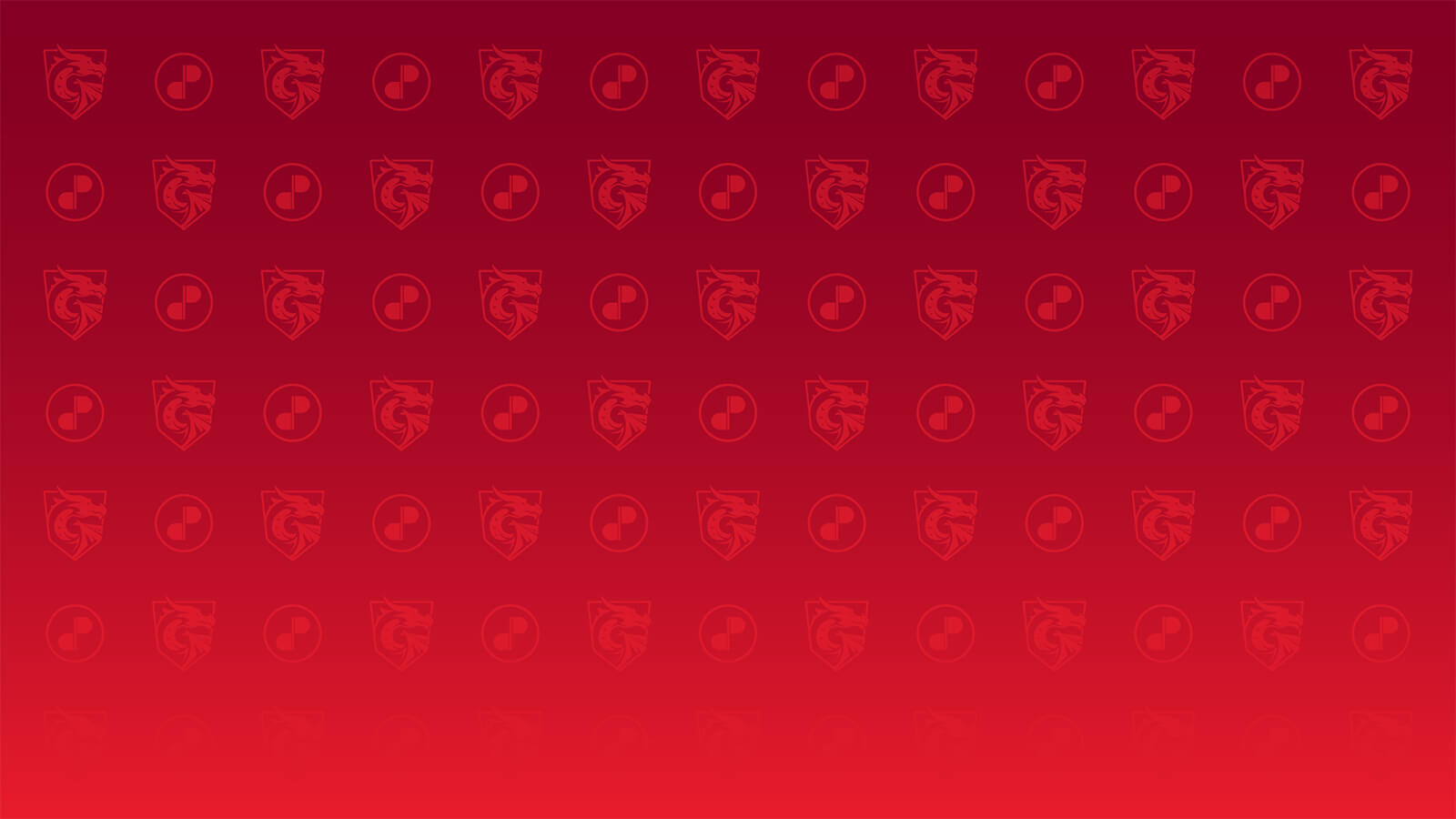 Alternating DigiPen icons and mascots on red background