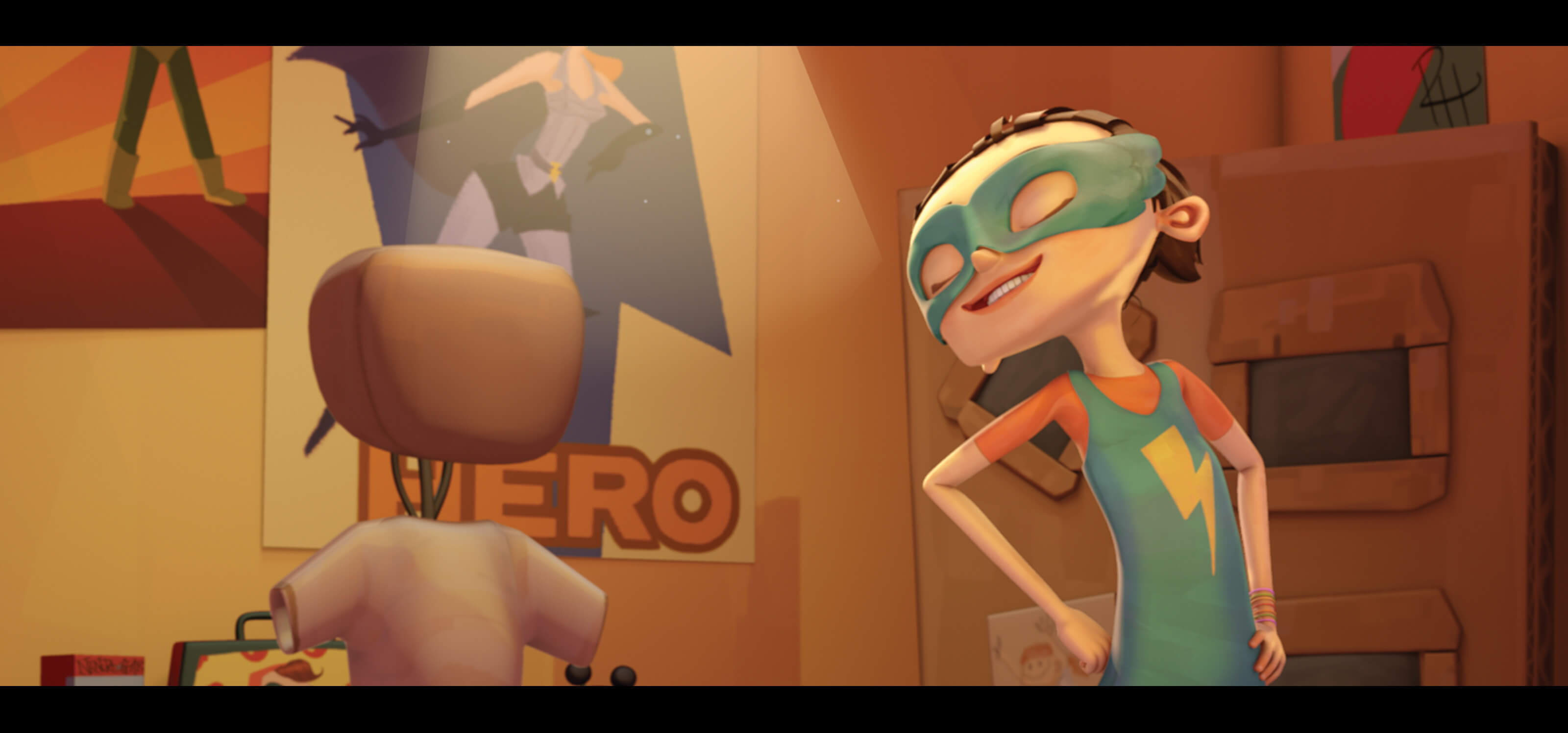 Still from Super Secret, featuring superhero-in-training Kara von Koerndaug