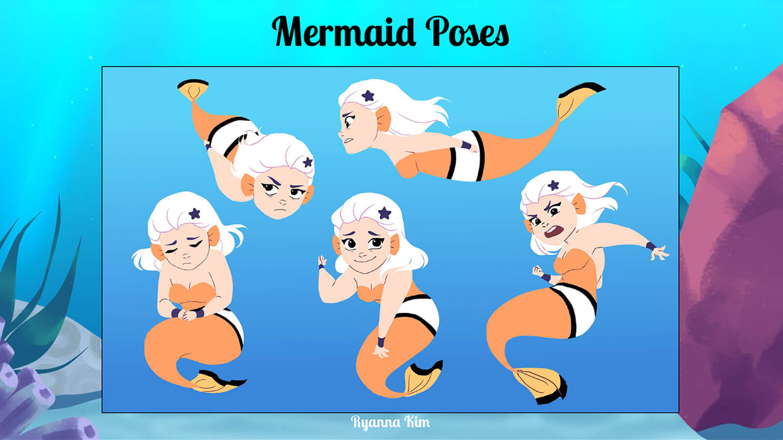 Various mermaid character poses