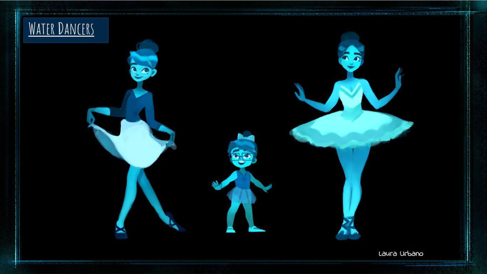 A concept illustration of the film's "Water Dancer" characters.