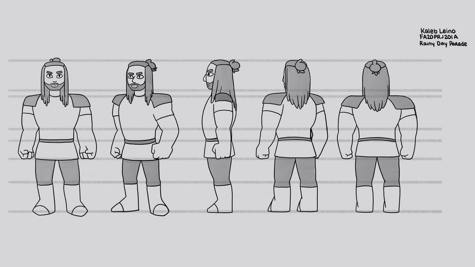 Sketch of a viking character shown a various angles