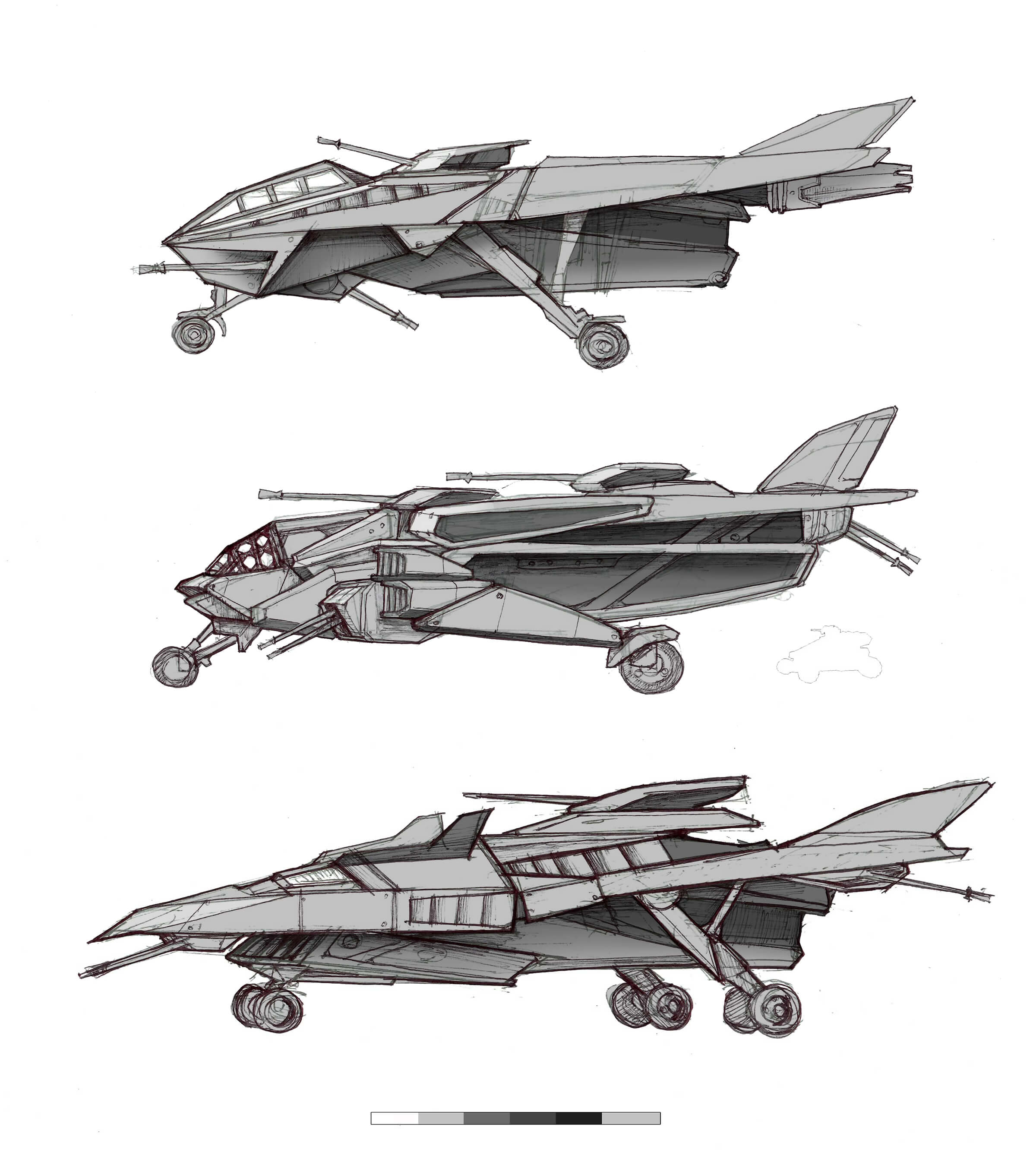 A sketched military aircraft
