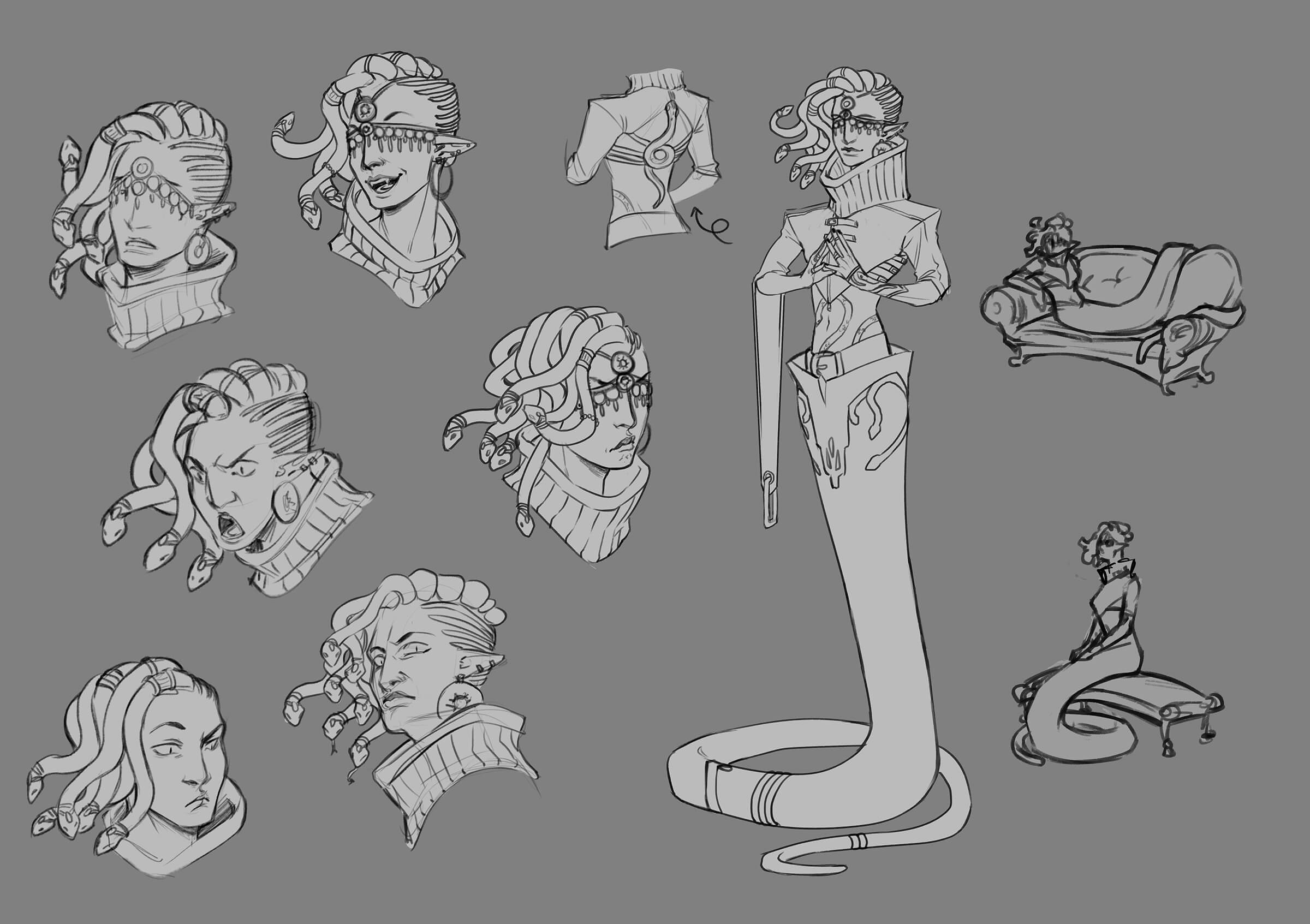 A character that is half-woman, half-snake, with snakes for hair 