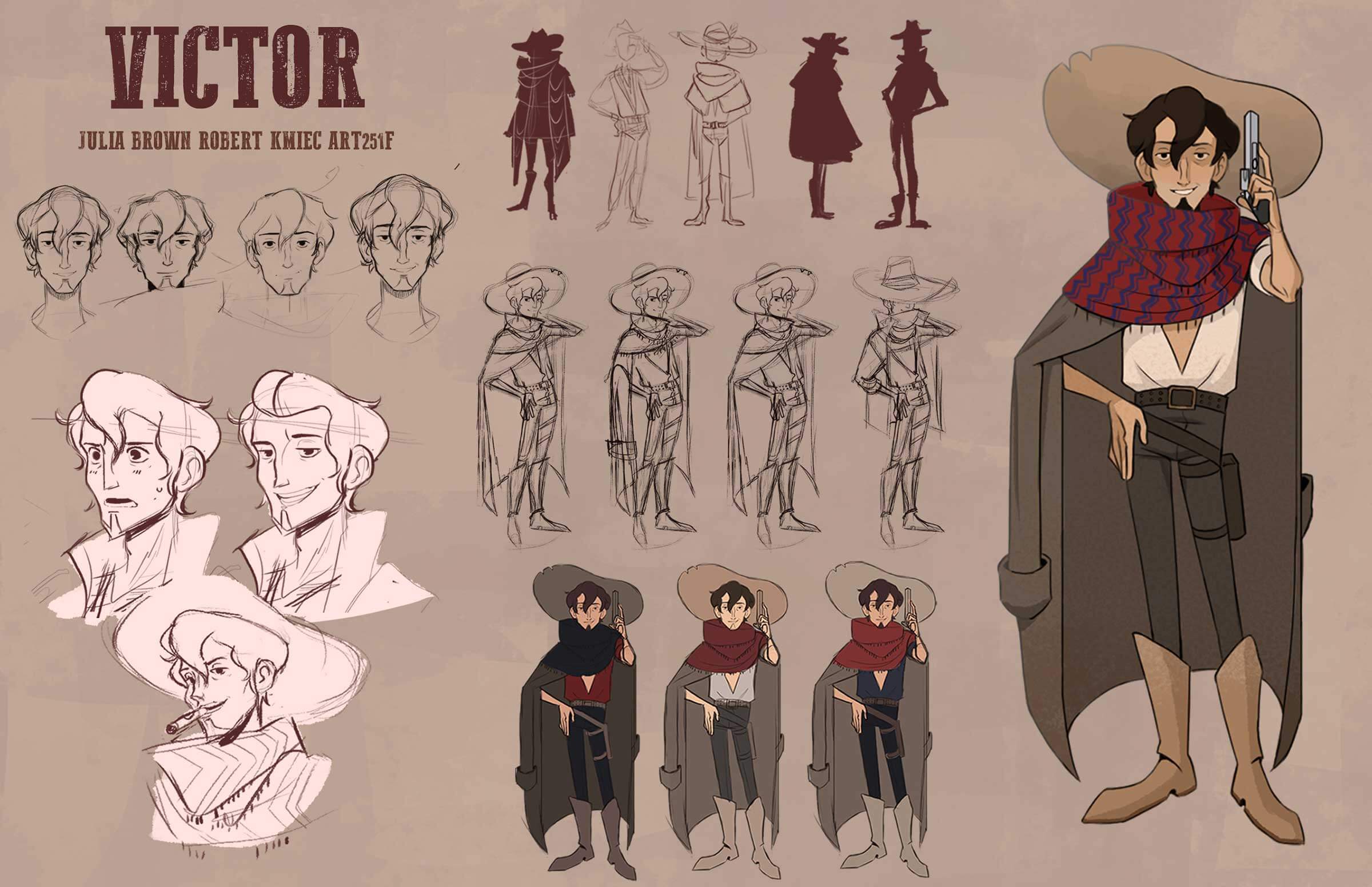 Character art of Victor, a man with a large red scarf and boots.