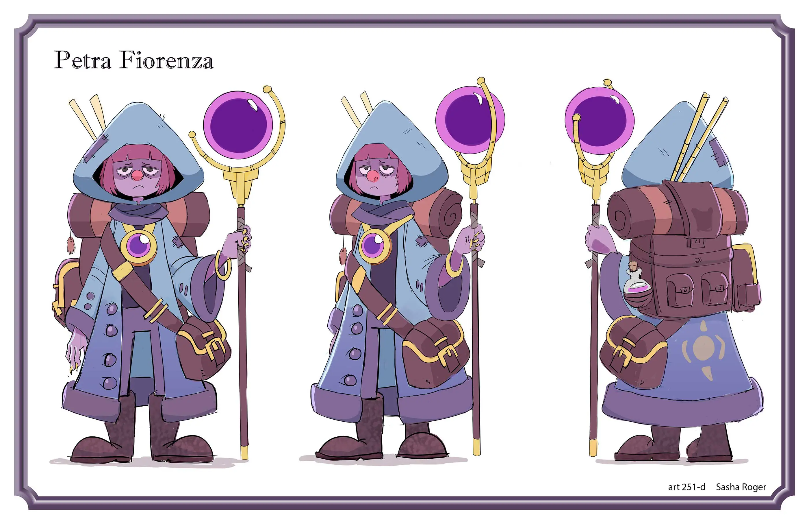 A drawing of a mage from different angles.