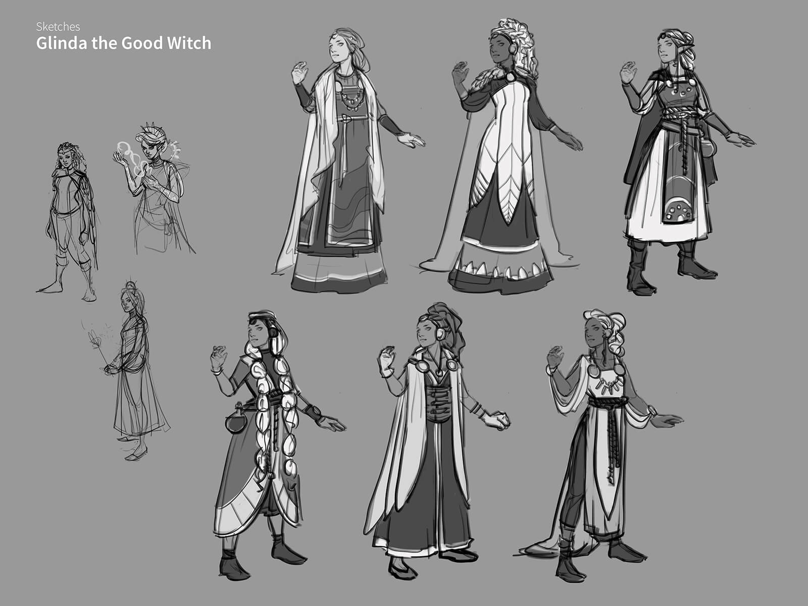 A character named Glinda the Good Witch in various costumes