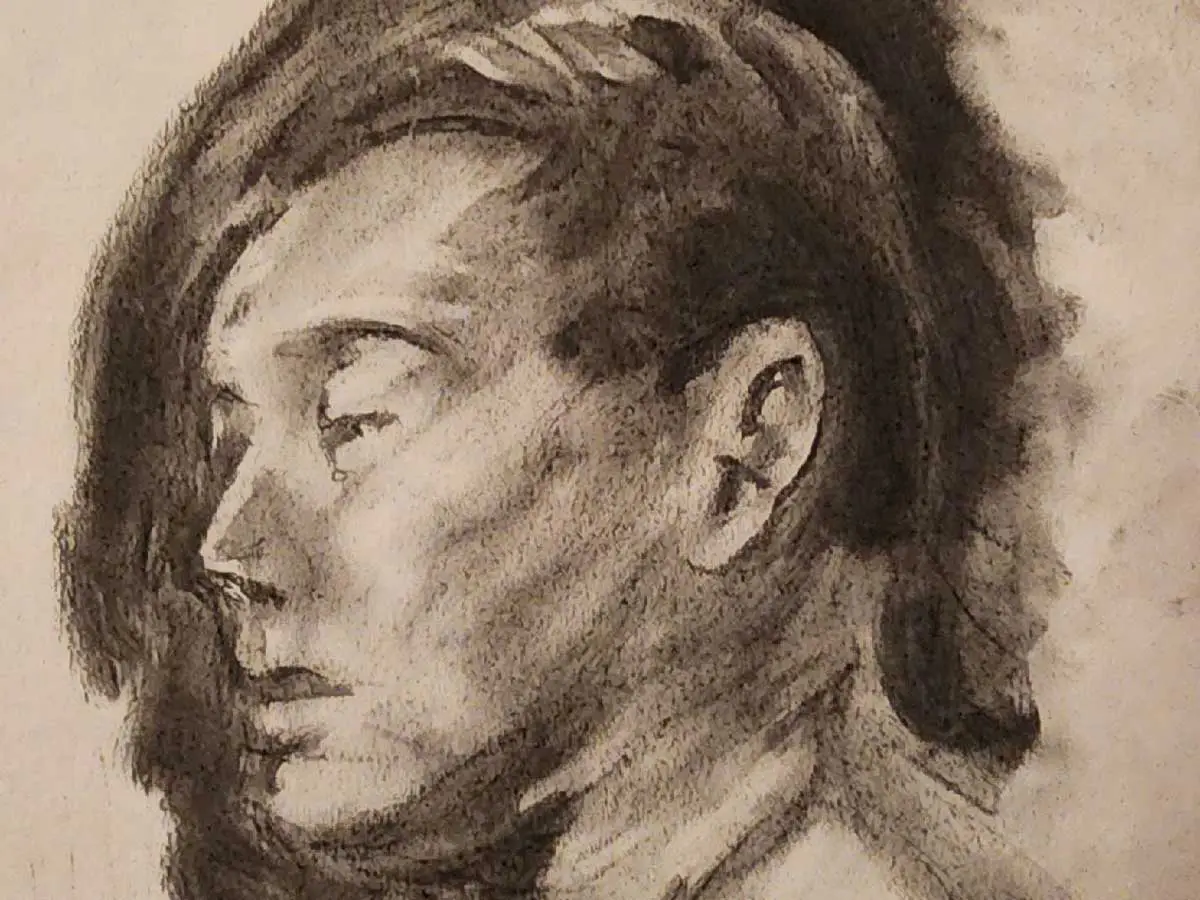 A sketch of a person's head.