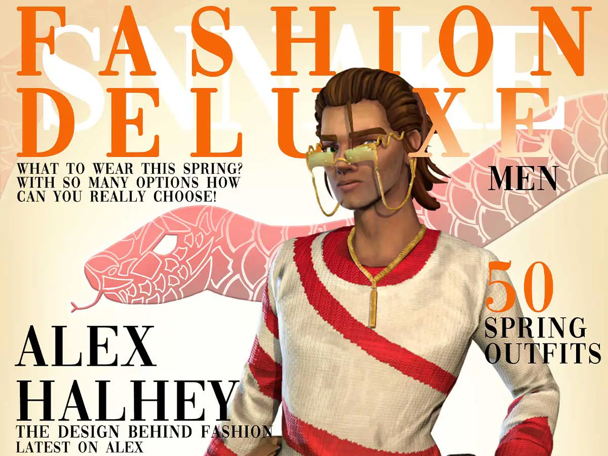 A magazine cover with a 3D render of a man in fashionable clothes.