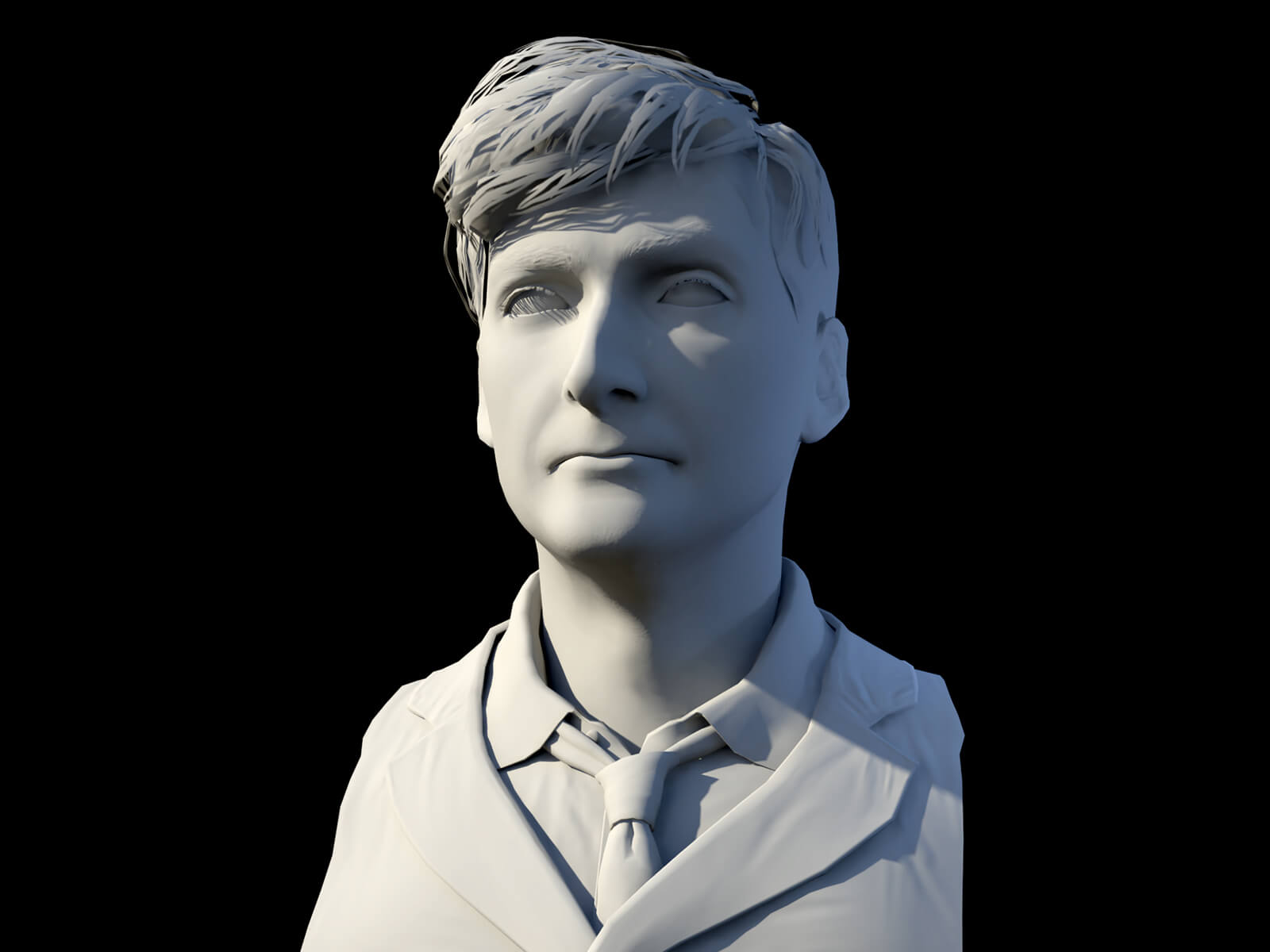 computer-generated 3D model of a young man in a suit jacket and tie