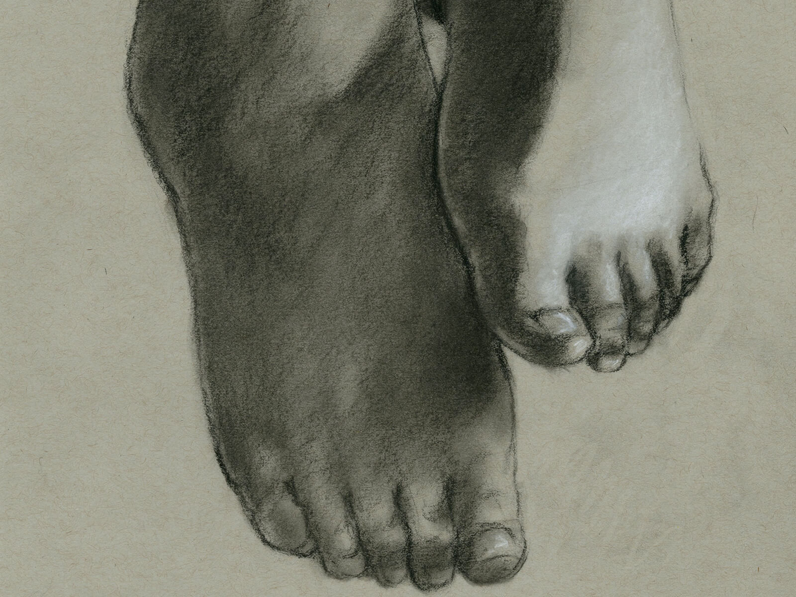 black and white drawing of feet