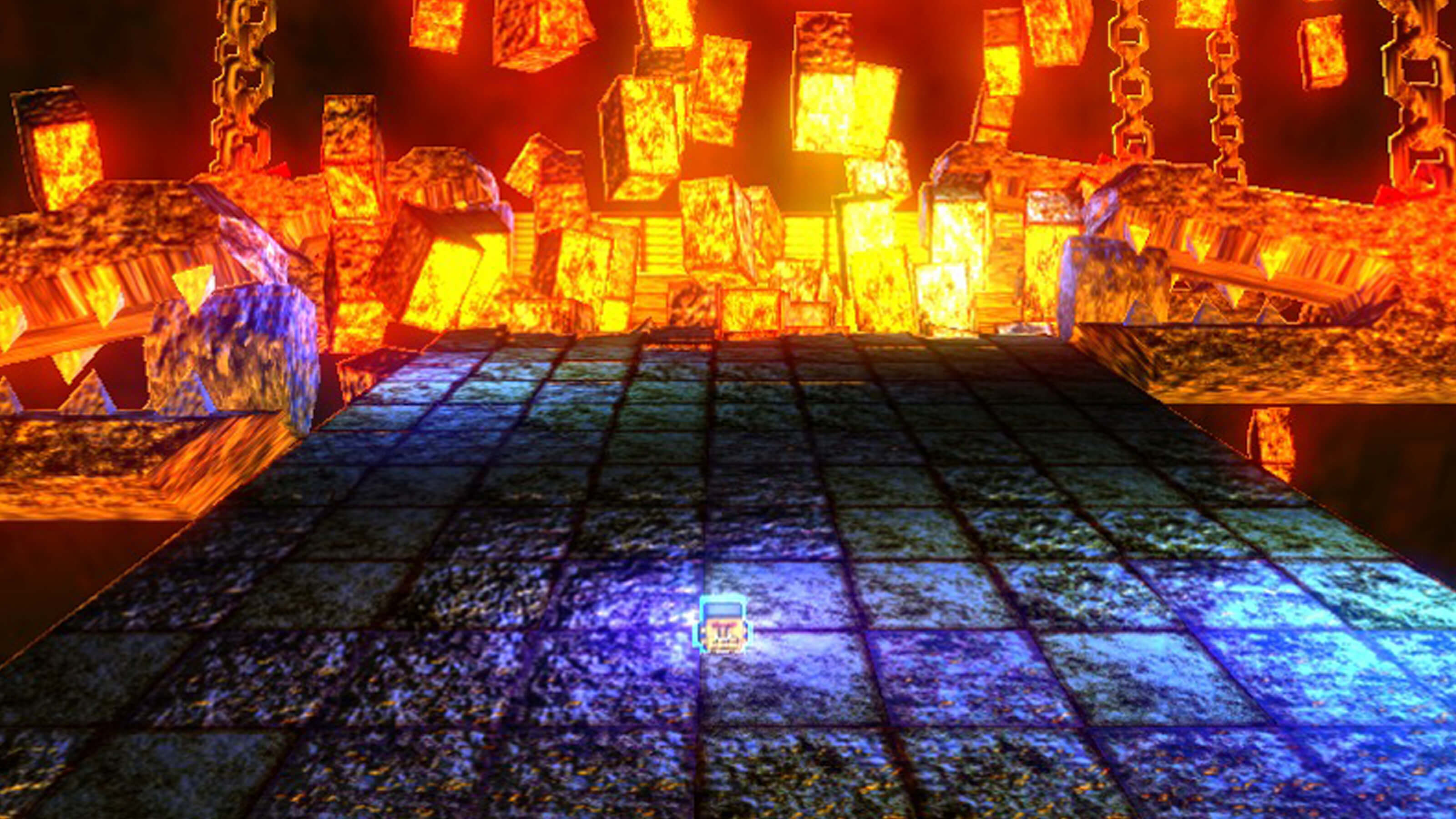 Red-hot bricks crumble before you.