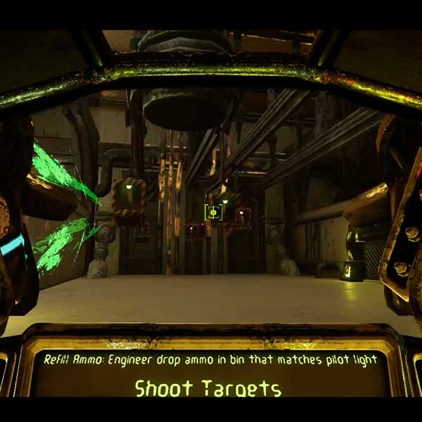 Inside view of mech suit piloting cockpit