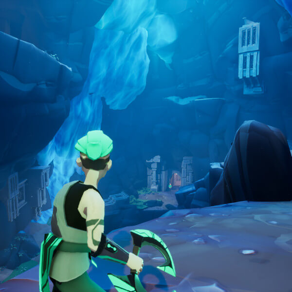Monk explores an underground city in ruins