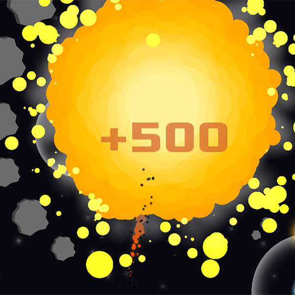 A giant orange explosion erupts with a "+500" point counter.