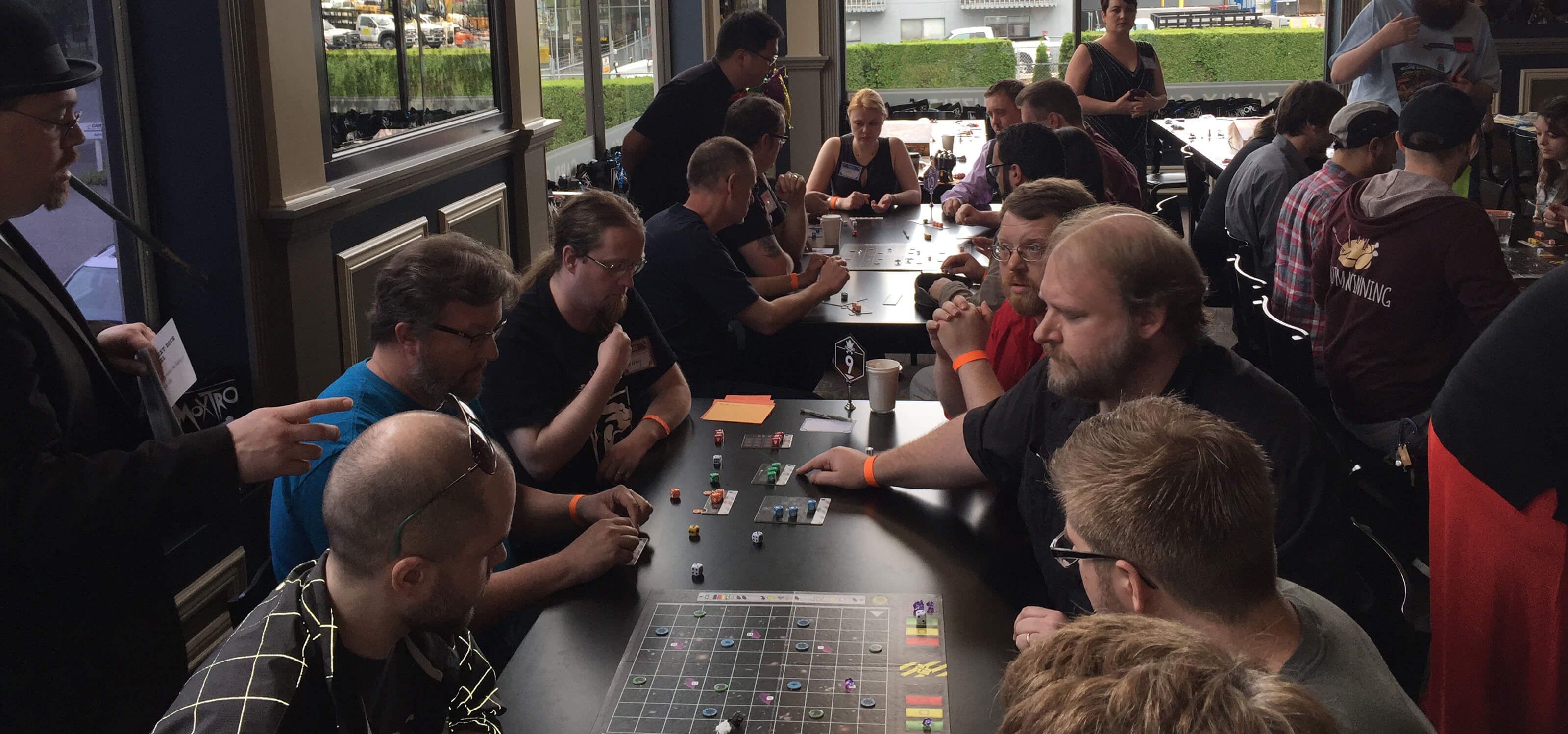 Assorted DigiPen faculty playing a board game