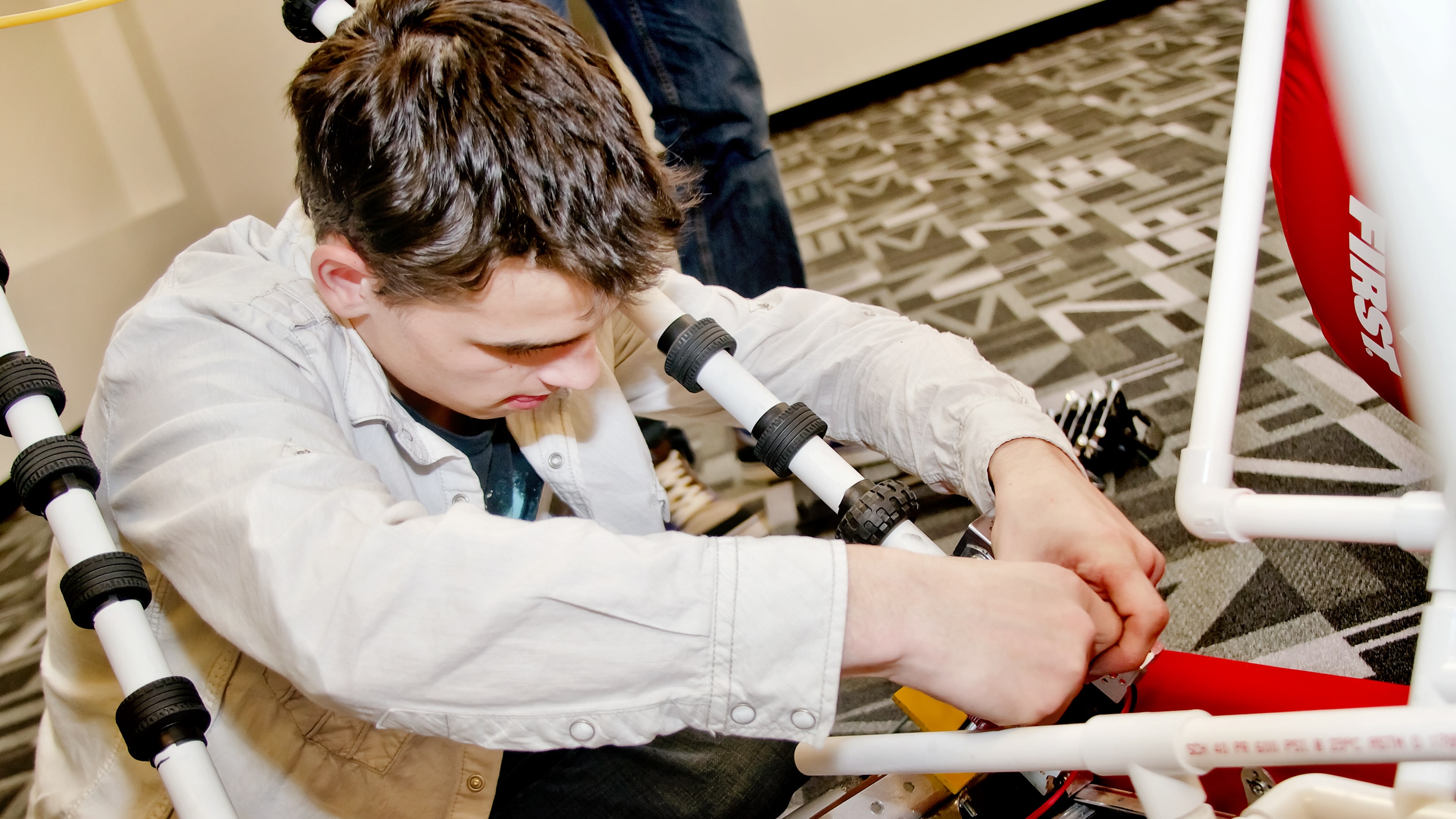 DigiPen WaNIC student working on robot acquisition arms