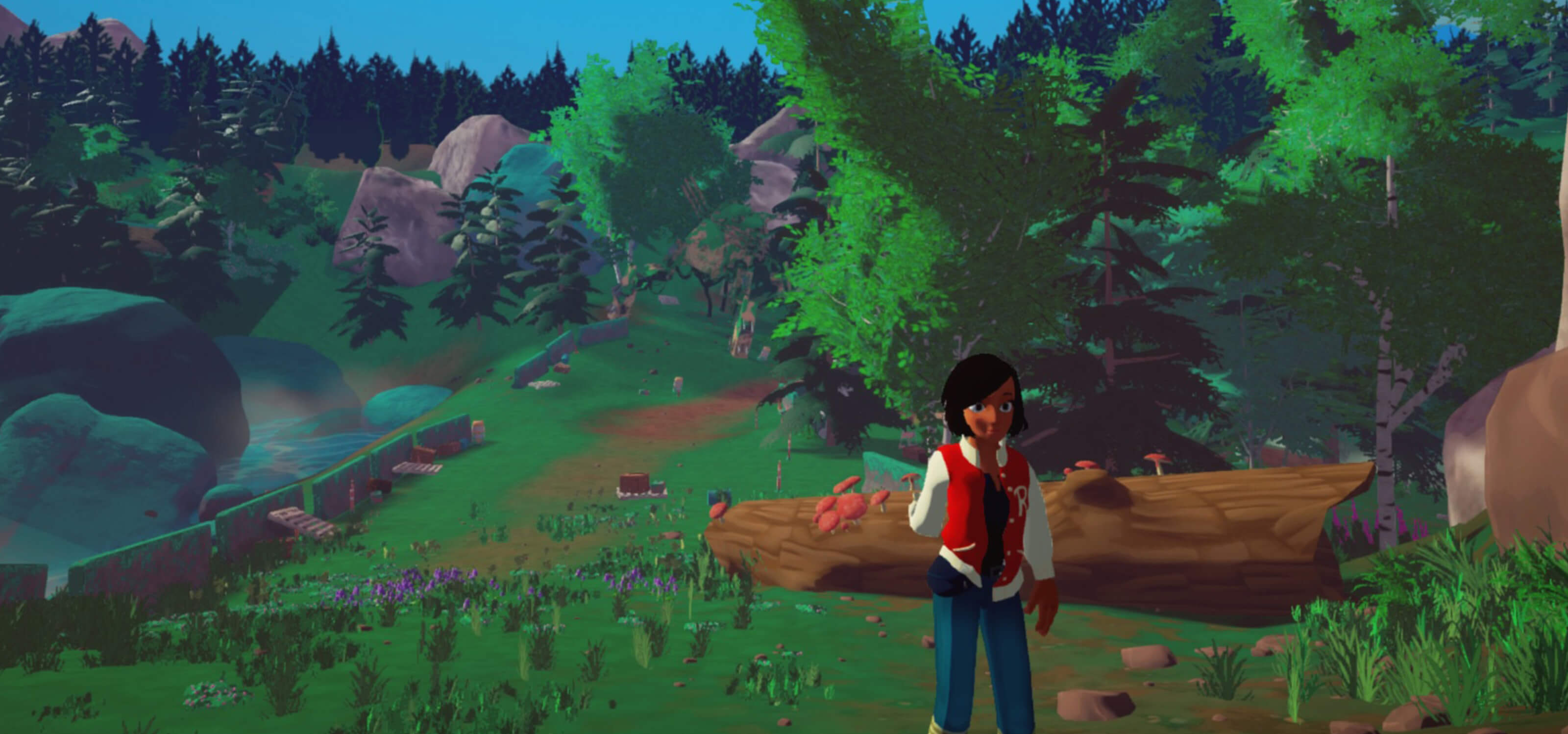 Elegy's main character, Robin, standing on a hill in the forest