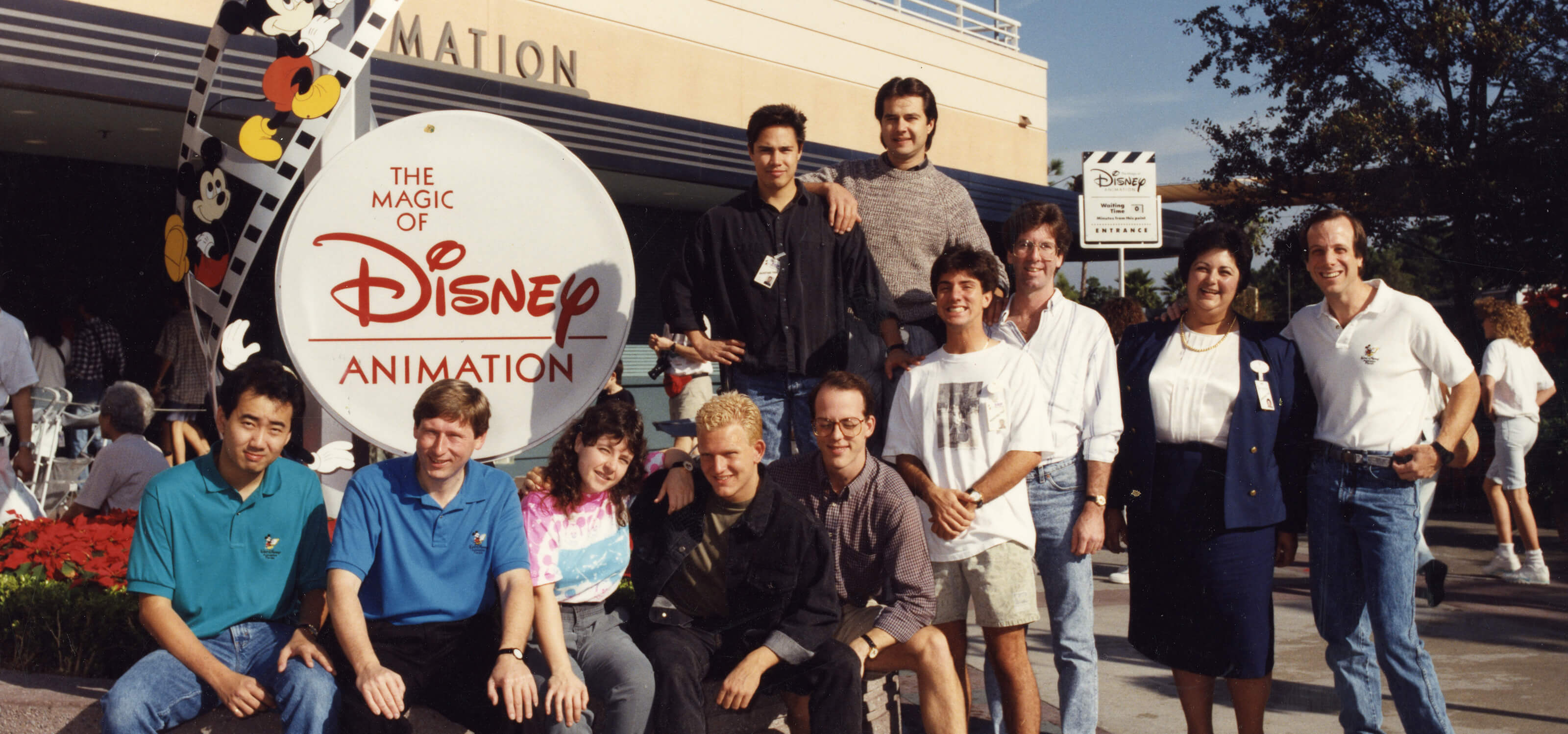 Group photo of Disney animation interns featuring DigiPen professor Jazno Francoeur