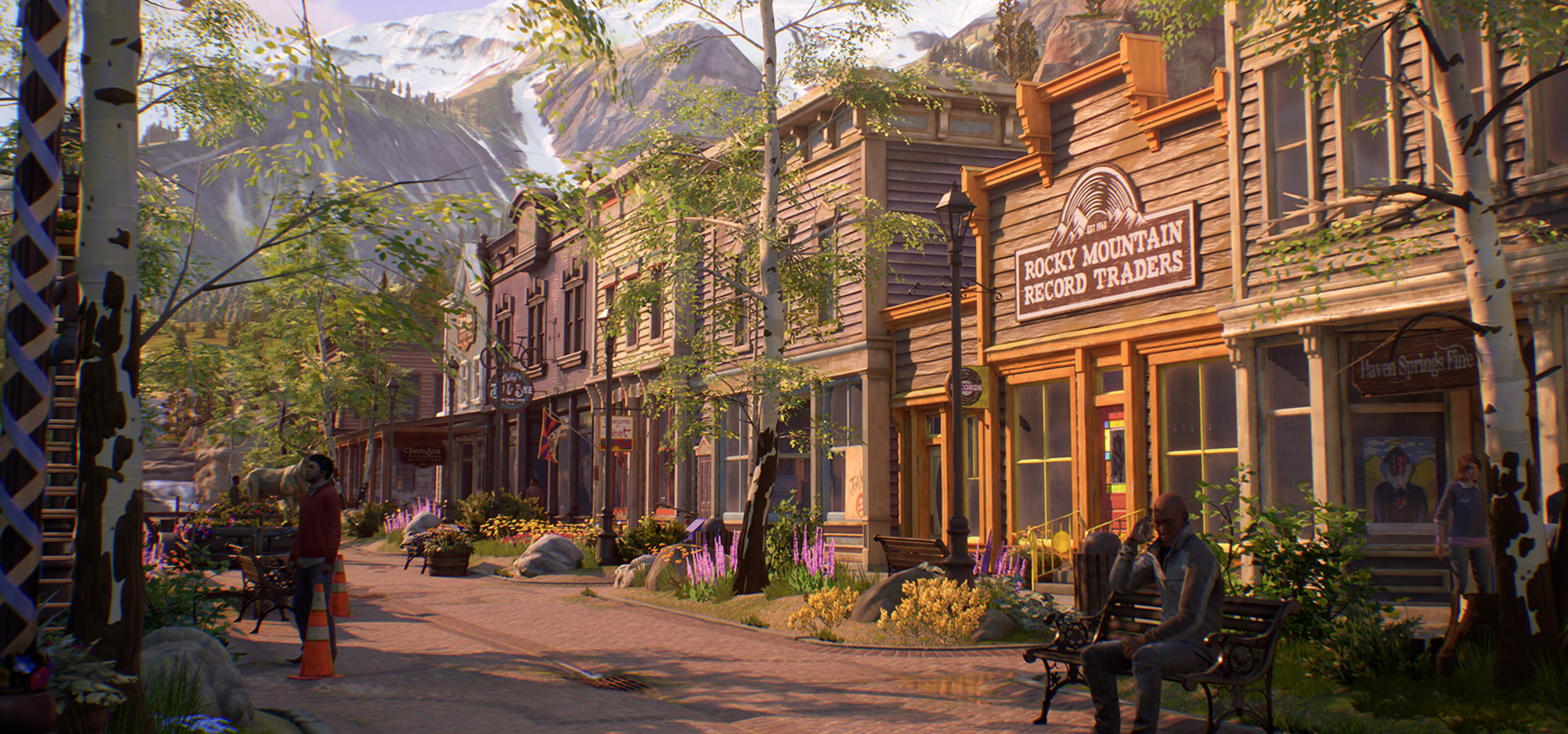 Main Street in Haven Springs, Colorado, the fictional setting of Life Is Strange: True Colors.