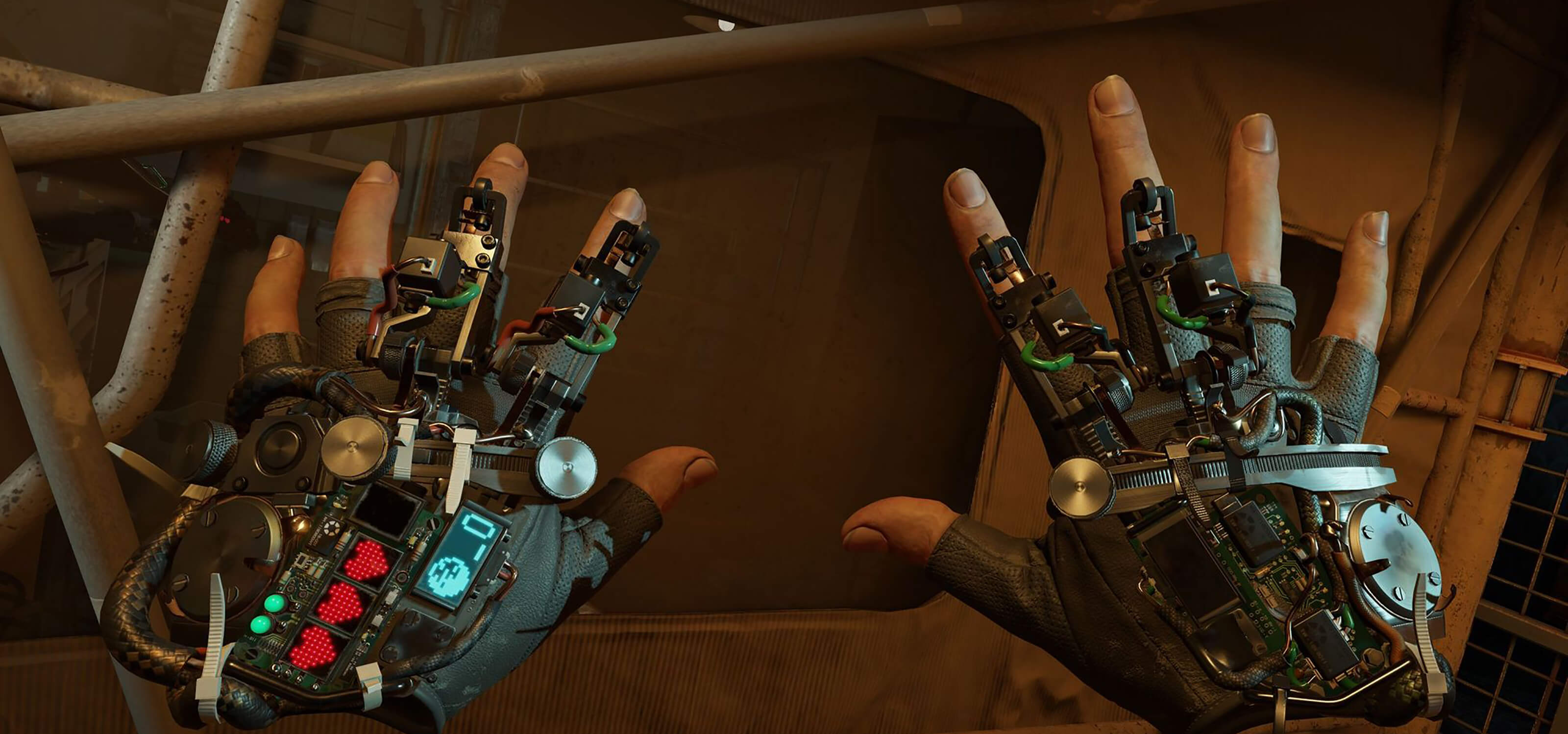 Half-Life: Alyx screenshot – close-up view of the ‘gravity gloves’ device