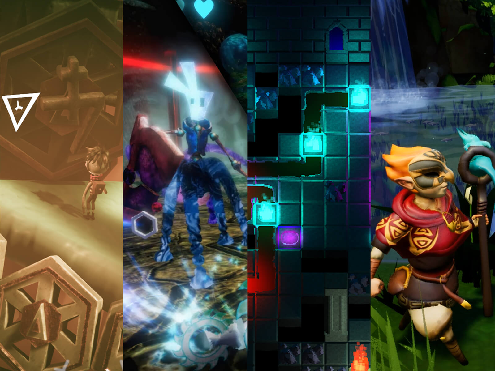 Screenshots from a few of the featured student game projects.