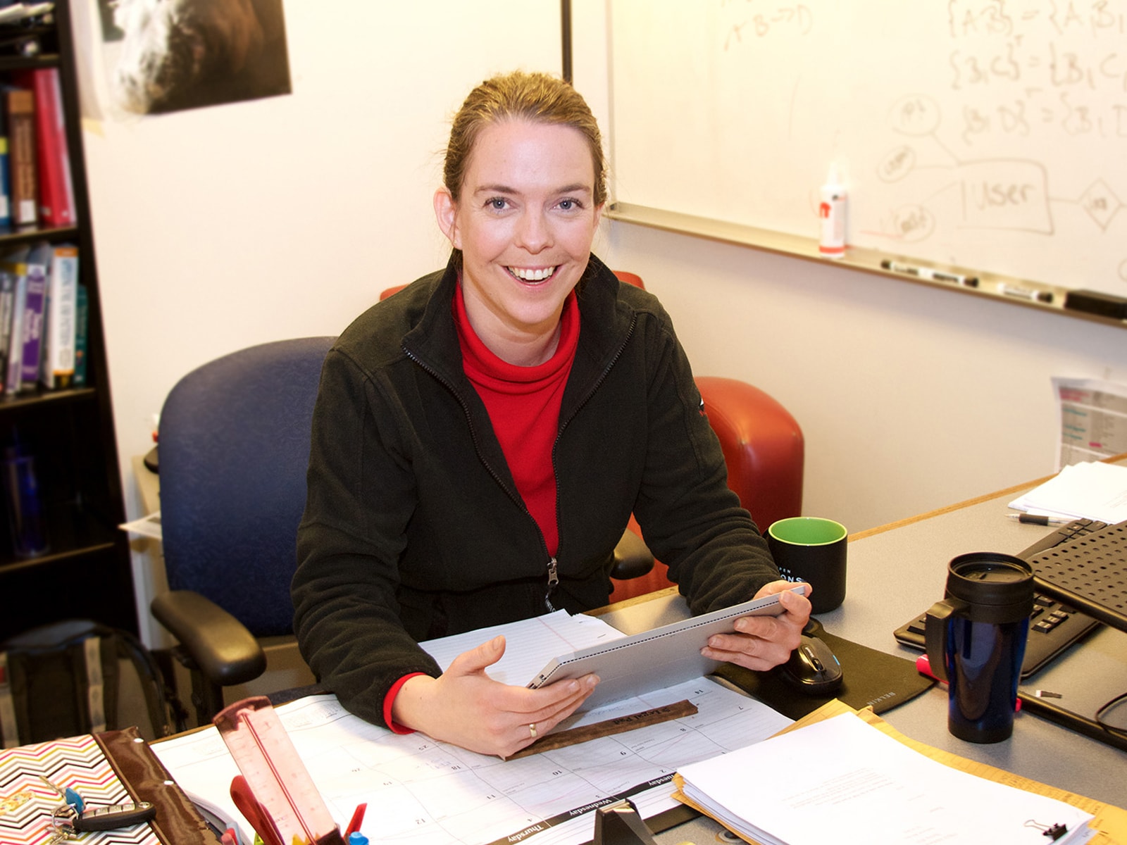 Like many of her students and fellow faculty members, Dr. Iwer also shares an interest in games, both electronic and traditional, and she enjoys interfacing with games and technology in unexpected ways. She describes one instance when she and her sister jury-rigged a digital version of the board game Carcassonne using an Excel spreadsheet, which the two played remotely while Dr. Iwer was in college. “The first tab was just the map, the second tab was an overview about all the little cards, and then a frien