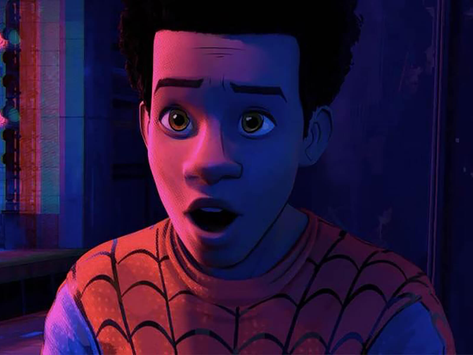 Still of Miles Morales from Spider-Man: Into the Spider-Verse