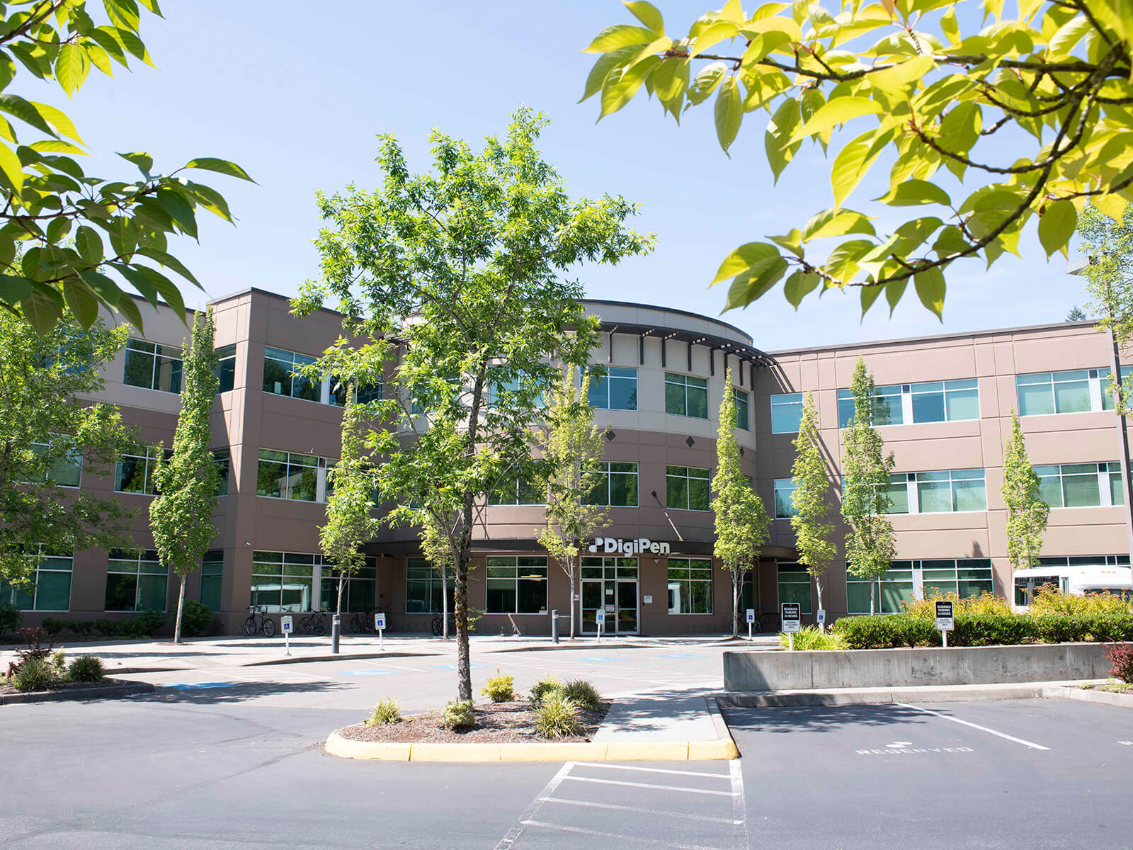 The front entrance of DigiPen's Redmond, WA campus