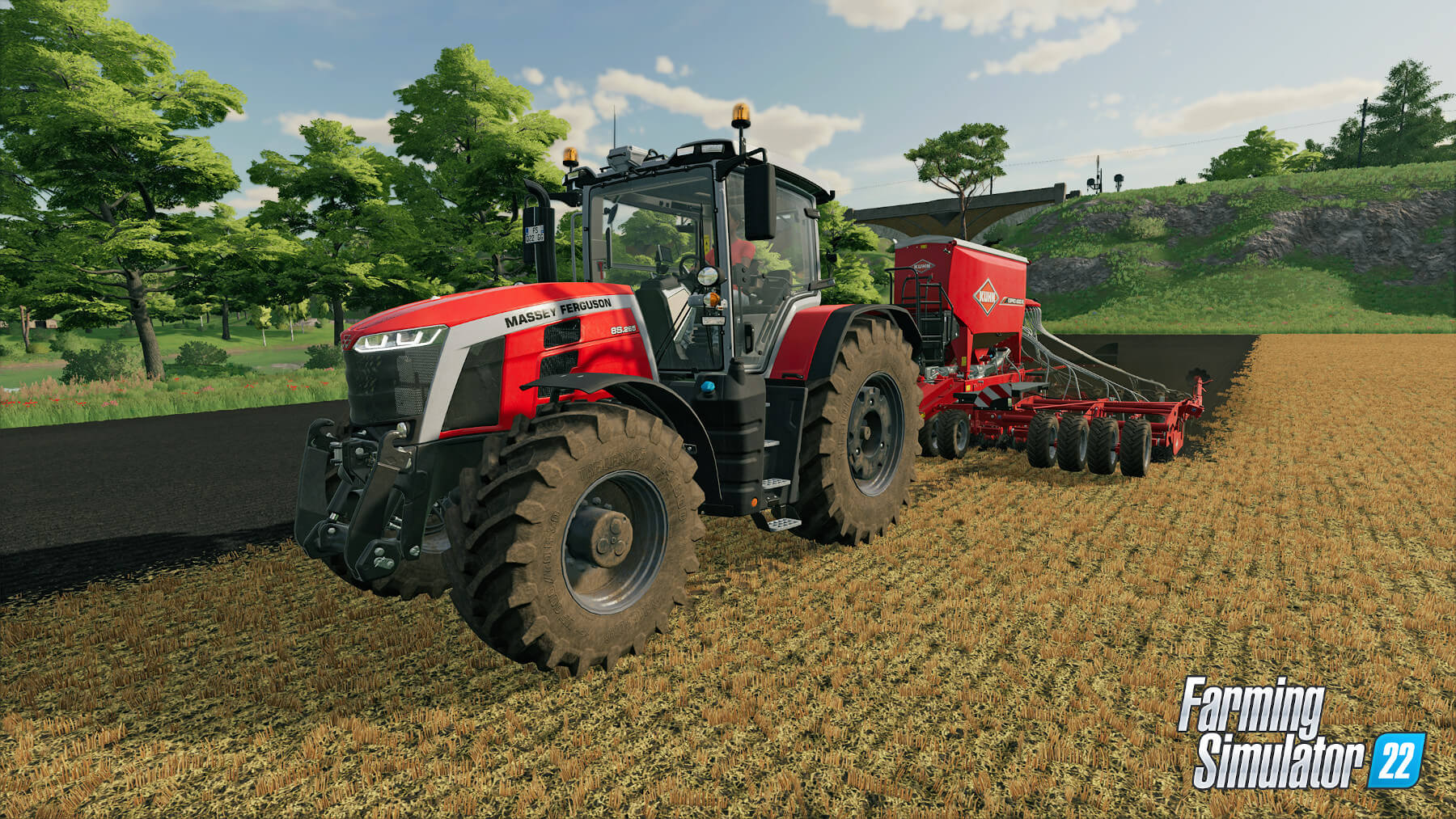 Tractor tilling a field in Farming Simulator 22