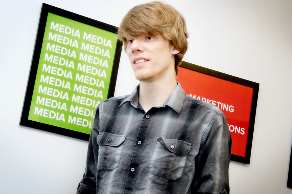 DigiPen student Andrew Nack in a DigiPen conference room