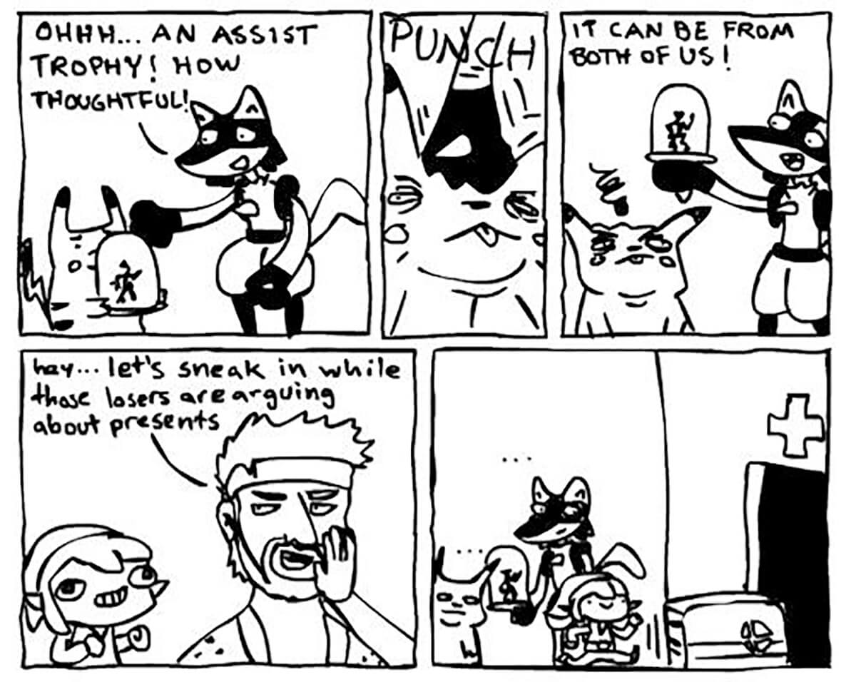 An excerpt from Lee's "BROTERSTORY" comic, featuring the drawing of Toon Link that would become a viral meme.