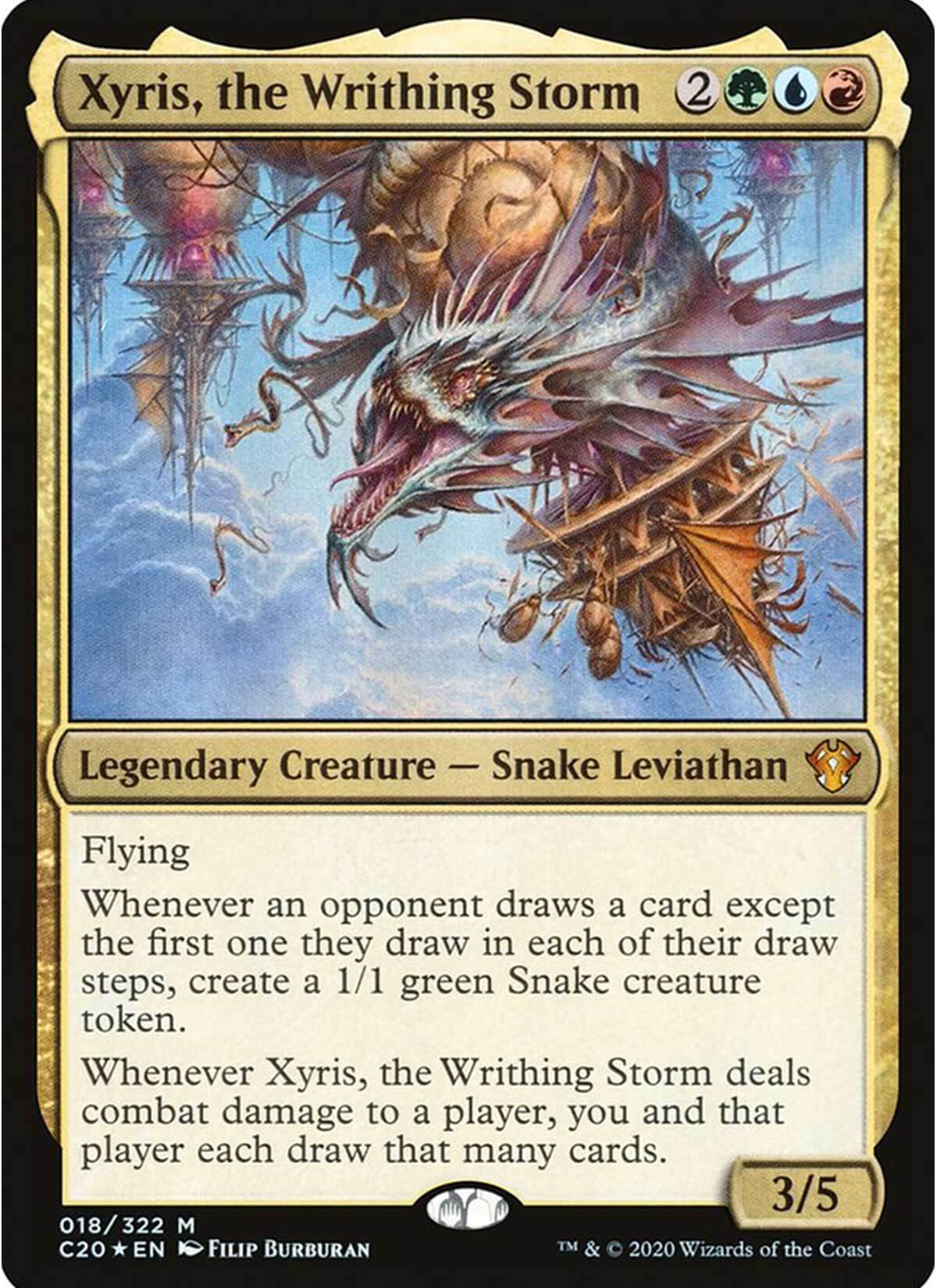  The Gathering card named “Xyris, the Writhing Storm,” depicting a large snake taking down airships.