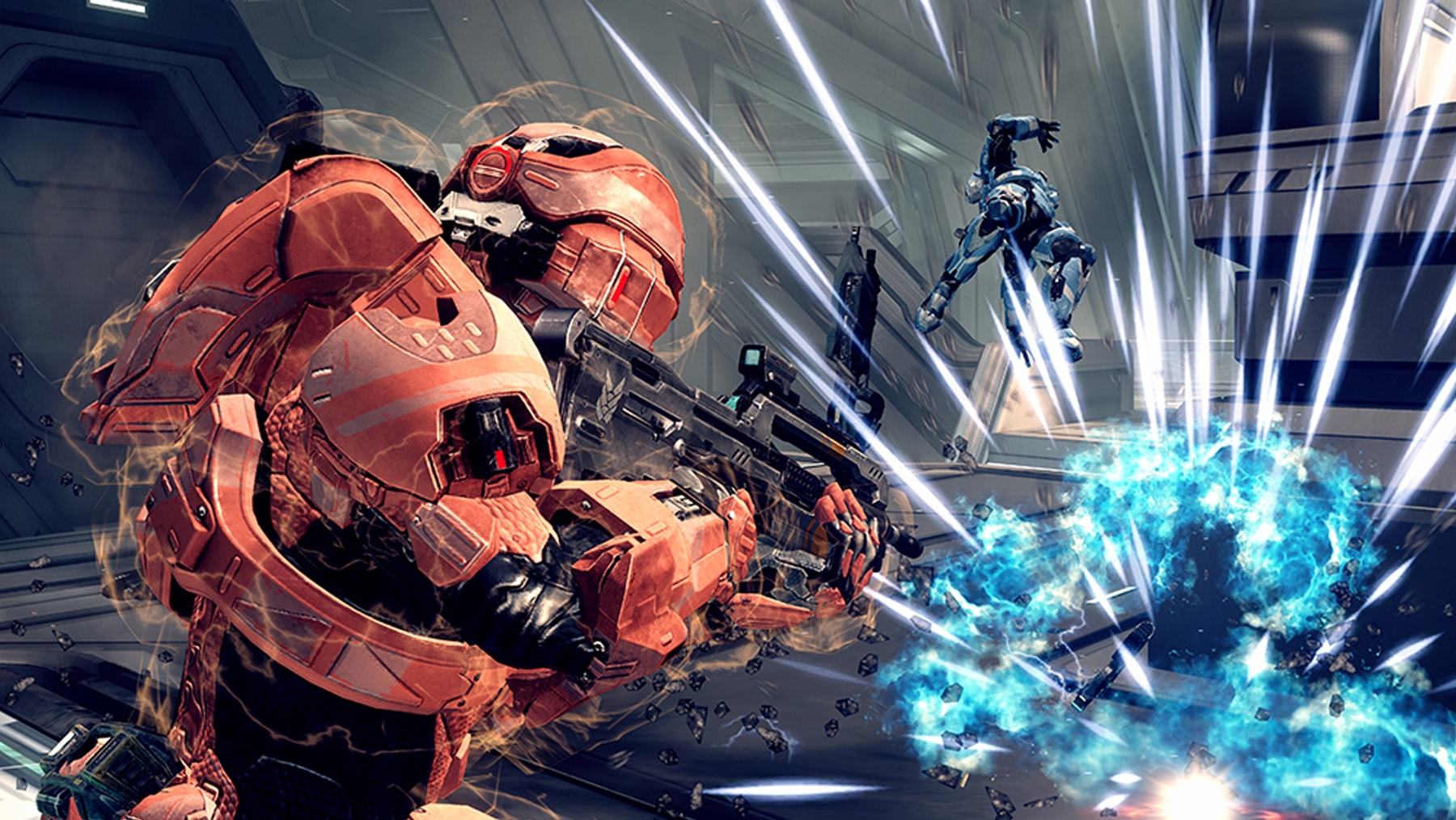 Illustration of a fierce battle from Halo 4