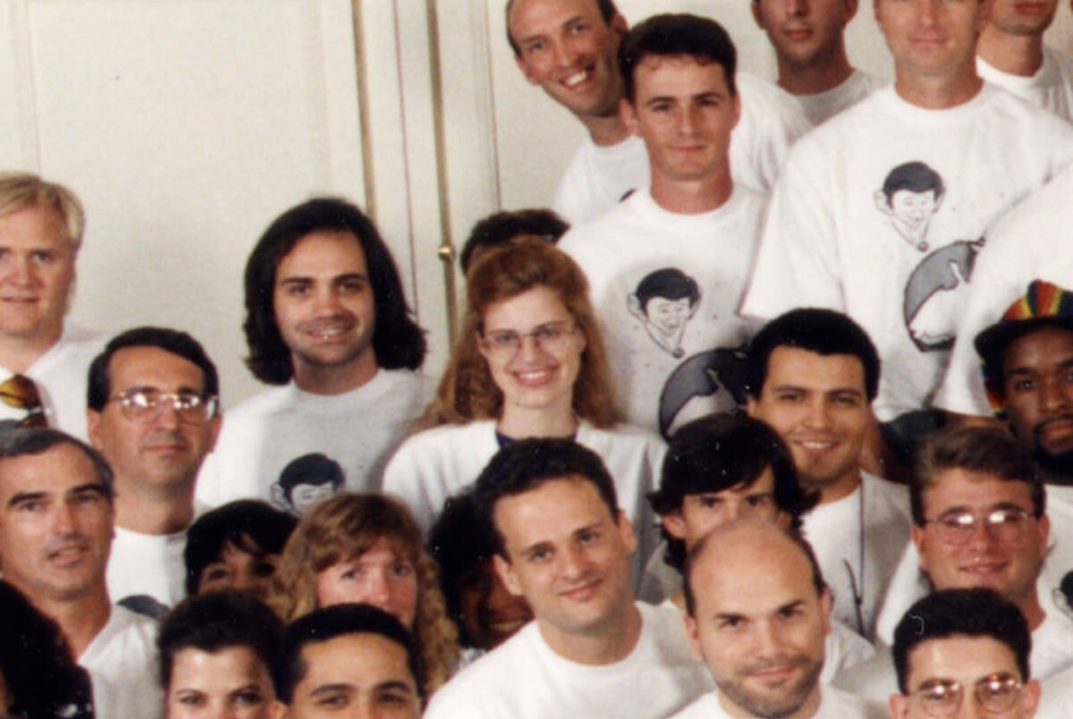 DigiPen professor Pamela Mathues in a group photo of Disney animators