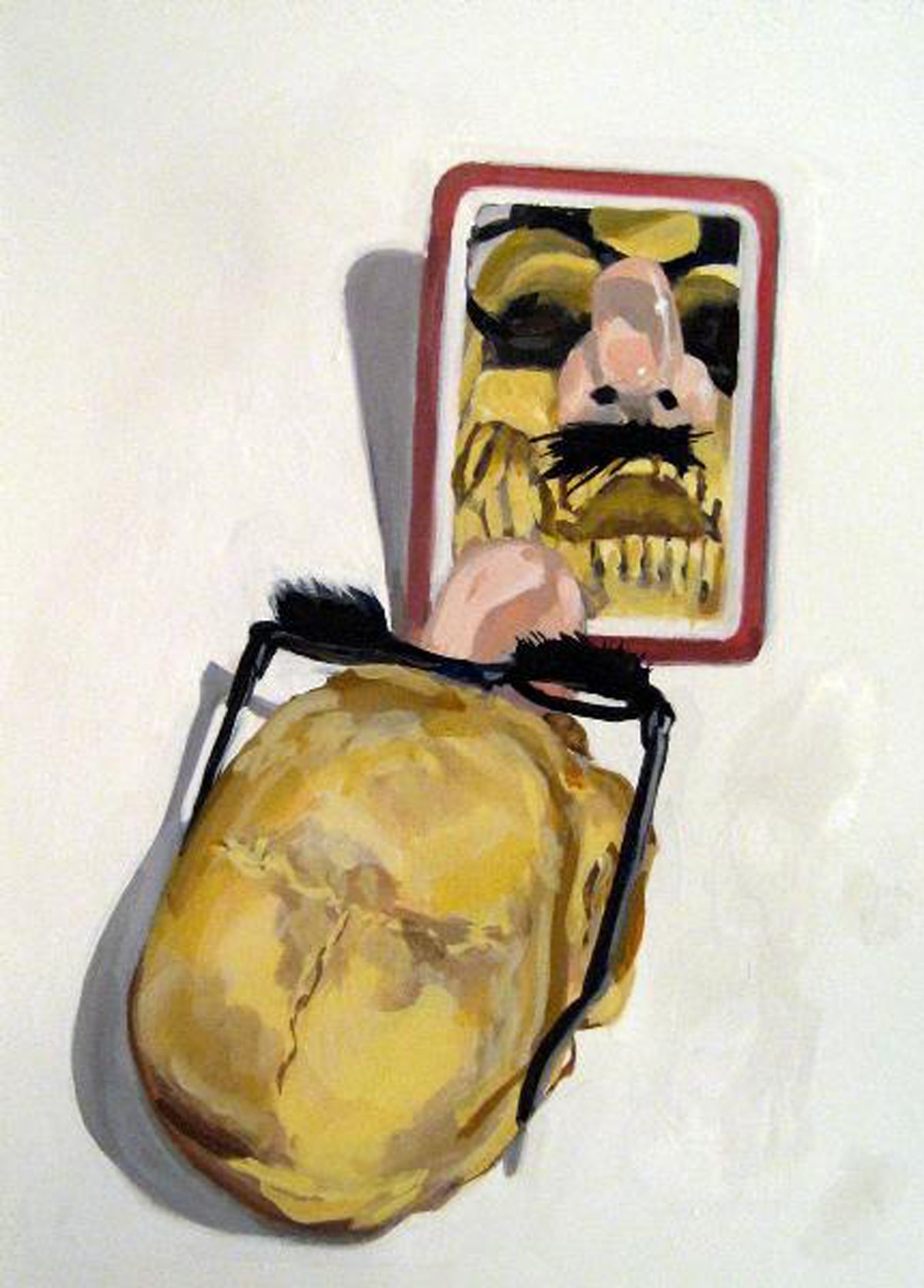Doug Parry's Incognito painting shows a skull with Groucho Marx glasses and mustache looking in a mirror