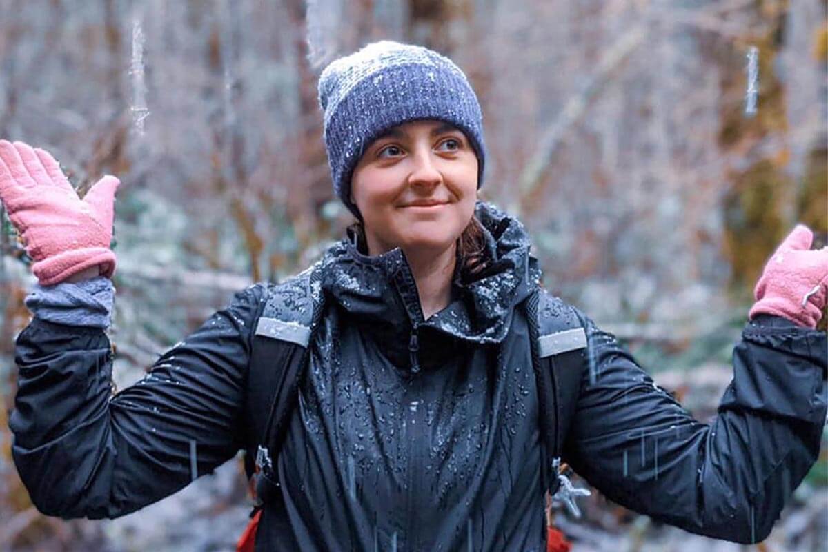 A picture of DigiPen graduate Fernanda Coelho during a hike.