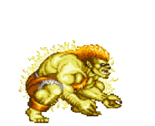 An animation of Blanka from Street Fighter 2 using his lightning attack.