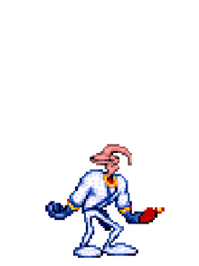 An animation of a bomb exploding in Earthworm Jim’s suit.