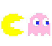 The character designs for the original Pac-Man and Ghost character.