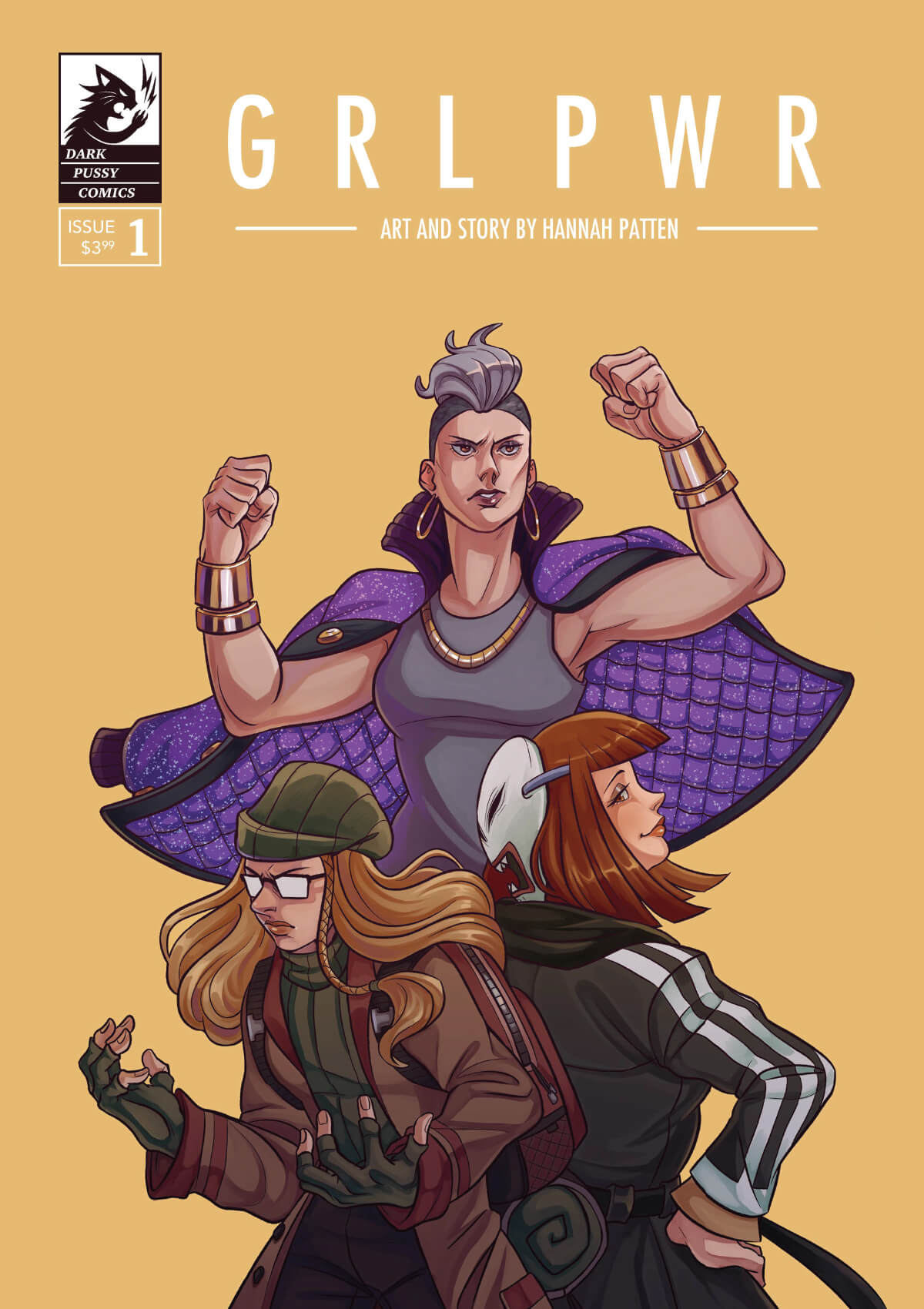 The cover art for Hannah Patten's comic book GRL PWR.