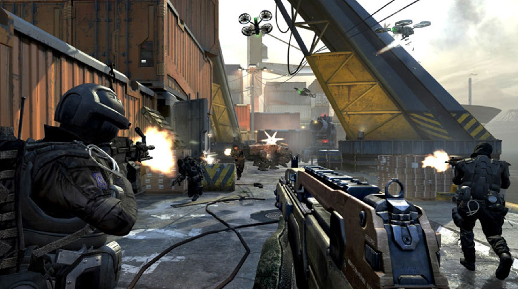 Screenshot from Call of Duty Black Ops 2 of a battle in Singapore