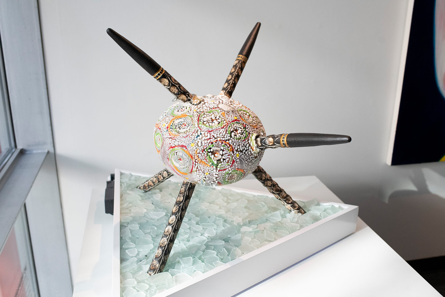 'Alien Artifact' ceramic and mixed media sculpture by Ken Turner.